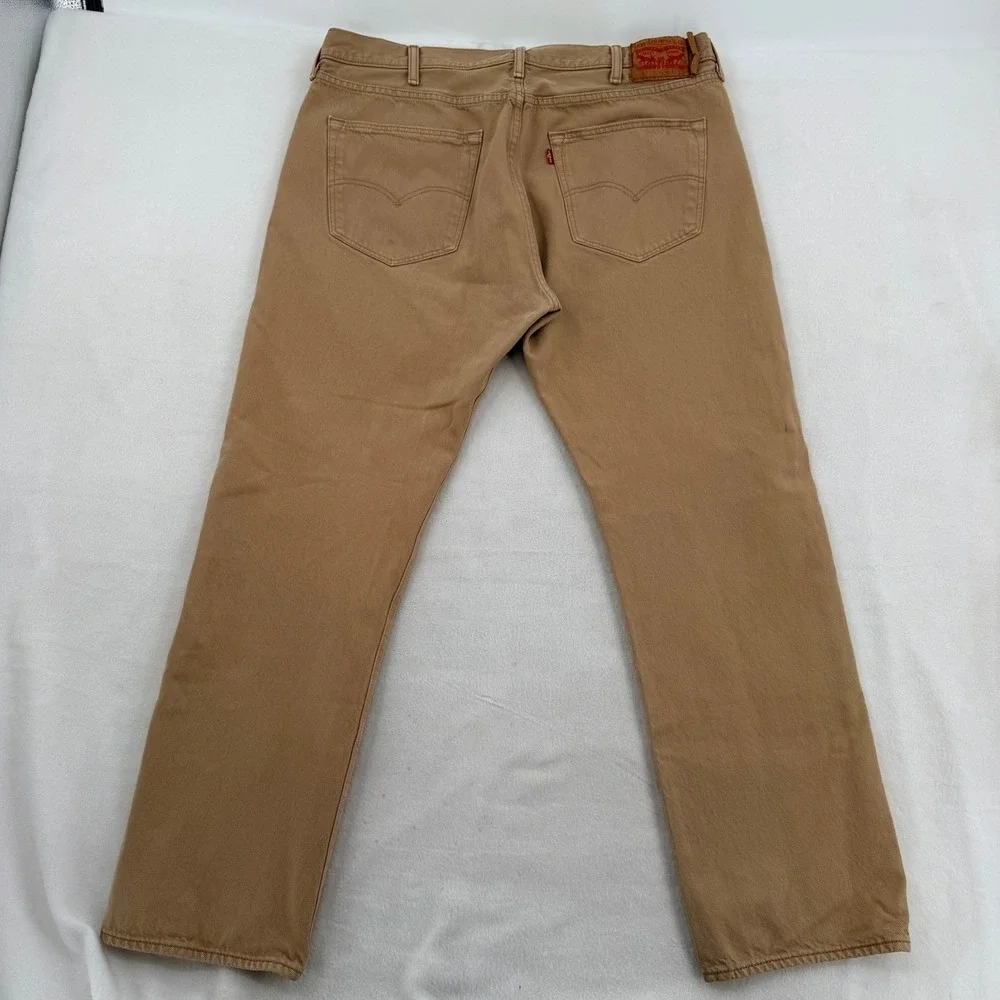 Levis 501 Original Fit Jeans Tan Khaki Cotton Button Fly Western Wear Men 40x32